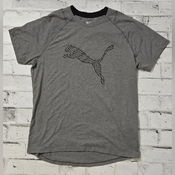 Puma Men’s Grey Graphic Logo T-Shirt Size L Short Sleeve Athleisure - Picture 3 of 8
